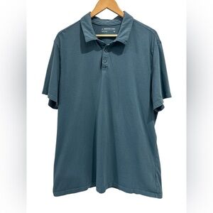 American Giant Made In USA Short Sleeve Cotton Polo Shirt in Ocean Blue - XL